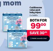 Cuddlesome Value Pack Baby Wipes-For 2 x 3 x 80's Pack