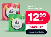 Lil-Lets Essential Pads-8's Pack Each