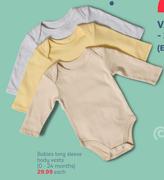 Babies Long Sleeve Body Vests (0-24 Months)
