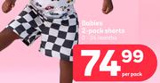 Babies 2 Pack Shorts 0-24 Months-Per Pack