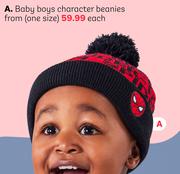 Baby Boys Character Beanies One Size (Priced From)