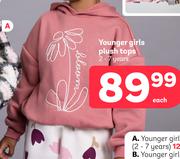 Younger Girls Plush Tops 2-7 Years