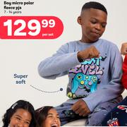 Boy Micro Polar Fleece Pjs 7-14 Years-Per Set