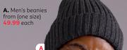 Men's Beanies From (One Size)-Each