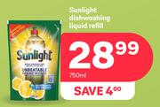 Sunlight Dishwashing Liquid Refill-750ml