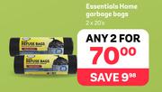 Essentials Home Garbage Bags-For 2 x 20's
