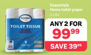 Essentials Home Toilet Paper-For 2 x 9's