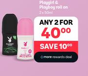 Playgirl & Playboy Roll On-For Any 2 x 50ml