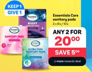 Essentials Care Sanitary Pads-2 x 8's/10's