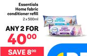 Essentials Home Fabric Conditioner Refill-For 2 x 500ml