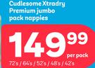 Cuddlesome Xtradry Premium Jumbo Pack Nappies 72's/64's/52's/48's/42's-Per Pack