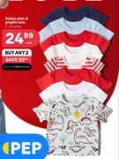 Babies Plain & Graphic Tees 0-24 Months-Each
