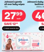 Johnson's Gentle All Over Baby Wipes-72s Each