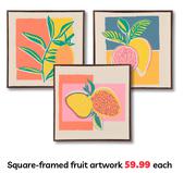 Square Framed Fruit Artwork-Each