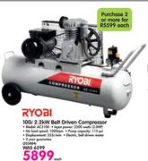 Ryobi 100Ltr 2.2Kw Belt Driven Compressor Ac3100-Each