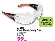 Alsafe clear Pheros Safety Specs-Each