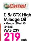 Castrol 5Ltr Gtx High Mileage Oil-Each