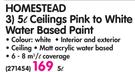 Homestead Ceilings Pink To White Water Based Paint-5L