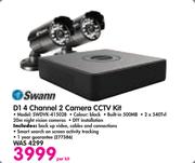 Swann D1 4 Channel 2 Camera CCTV Kit SWDVK-41502B