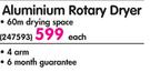 Deluxe 60cm Aluminium Rotary Dryer-Each