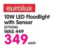 Eurolux 10W LED Floodlight With Sensor-Each