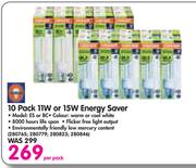 Osram 10 Pack 11W Or 15W Energy Saver-Per Pack