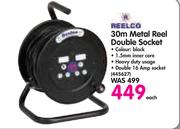 Reelco 30m Metal Reel Double Socket-Each