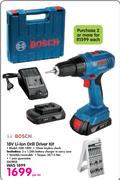 Bosch 18V Li-Ion Drill Driver Kit GSR-1800-Per Kit