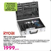 Ryobi 18V Li-Ion Impact Drill Kit CLD-1860K-Per Kit