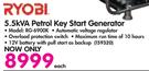 Ryobi 5.5kVA Petrol Key Start Generator RG-6900K