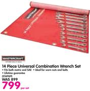 Mastercraft 14 Piece Universal Combination Wrench Set-Per set
