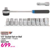 Gedore 12 Piece 1/2" Socket Set On Rail 611921-Per Set