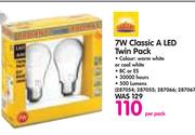 7W Classic A LED Twin Pack-Per Pack