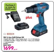 Bosch 18V Li-Ion Drill Driver Kit GSR-1800-Per Kit
