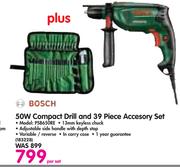 Bosch 50W Compact Drill And 39 Piece Accessory Set PSB650RE-Per Set