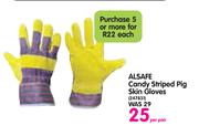 Alsafe Candy Striped Pig Skin Gloves-Per Pair