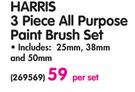 Harris 3 Piece All Purpose Paint Brush Set-Per Set