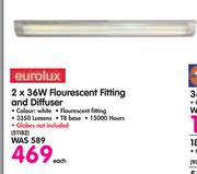Eurolux 2x36W Flourescent Fittings And Diffuser-Each