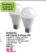 Duracell 6W Classic A Shape LED ES-Each