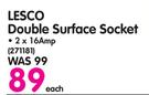 Lesco Double Surface Socket-2x16Amp