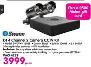 Swann D1 4 Channel 2 Camera CCTV Kit SWDVK-41502B