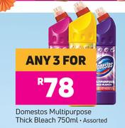 Domestos Multipurpose Thick Bleach Assorted-For Any 3 x 750ml