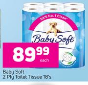 Baby Soft 2 Ply Toilet Tissue-18's Each