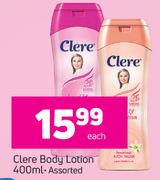 Clere Body Lotion Assorted-400ml Each