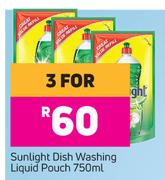 Sunlight Dish Washing Liquid Pouch-For 3 x 750ml