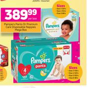 Pampers Pants Or Premium Care Disposable Nappies Mega Box-Per Box
