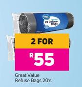 Great Value Refuse Bags-2x20's Pack