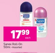 Sanex Roll On-50ml Each