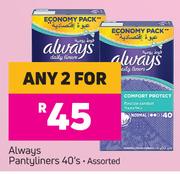 Always Pantyliners-2x40's Pack