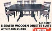 8 Seater Wooden Dinette Suite With 2 Arm Chairs